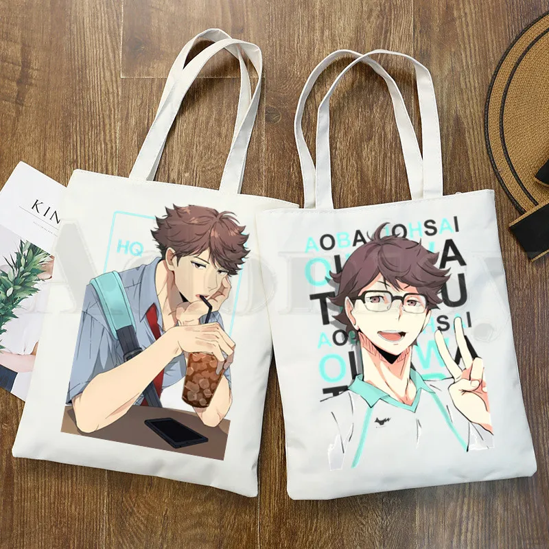 Сумка Oikawa Tooru Haikyuu Aoba Johsai для старшей школы аниме, сумка через плечо, повседневная сумка для покупок для девушек, женская элегантная Холщовая Сумка|Хозяйственные сумки| | АлиЭкспресс