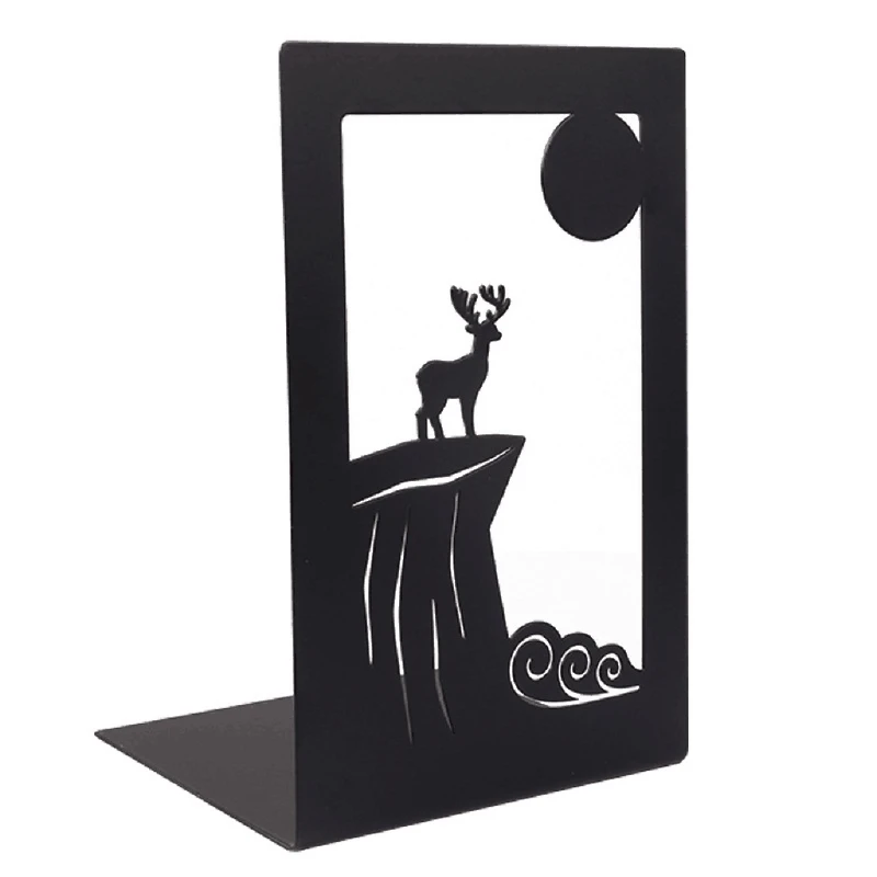 Book Holder Book Organizer Hollow-out Metal Bookends Hourglass Design Metal Bookends for Home Office Decorative Book Stoppers