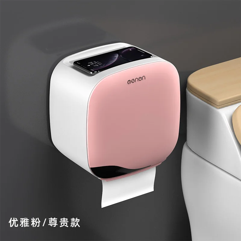 Pink-A Коробка для салфеток для туалета Туалетная бумажная полка, туалетный картон без пробойника водонепроницаемый для туалетной бумаги коробка креативная коробка KT716154 - Цвет: Pink-A