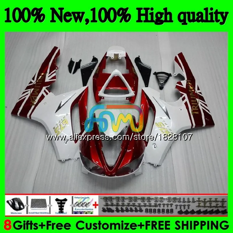 OEM средства ухода за кожей для Triumph Daytona 675 02 03 04 05 06 07 08 76BS. 18 Daytona675 2002 2003 2004 2005 2006 2007 2008 белые, красные обтекатели