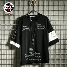  Hip Hop T Shirt Half Sleeve Mens Casual Harajuku T Shirts Fashion Patchwork T Shirt Black Summer Cotton Tshirt Streetwear Men 