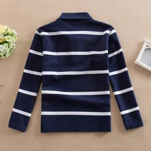 Коллекция года, весенне-осенняя футболка для мальчиков детская рубашка-поло в Корейском стиле из чистого хлопка с отложным воротником и длинными рукавами AliExpress