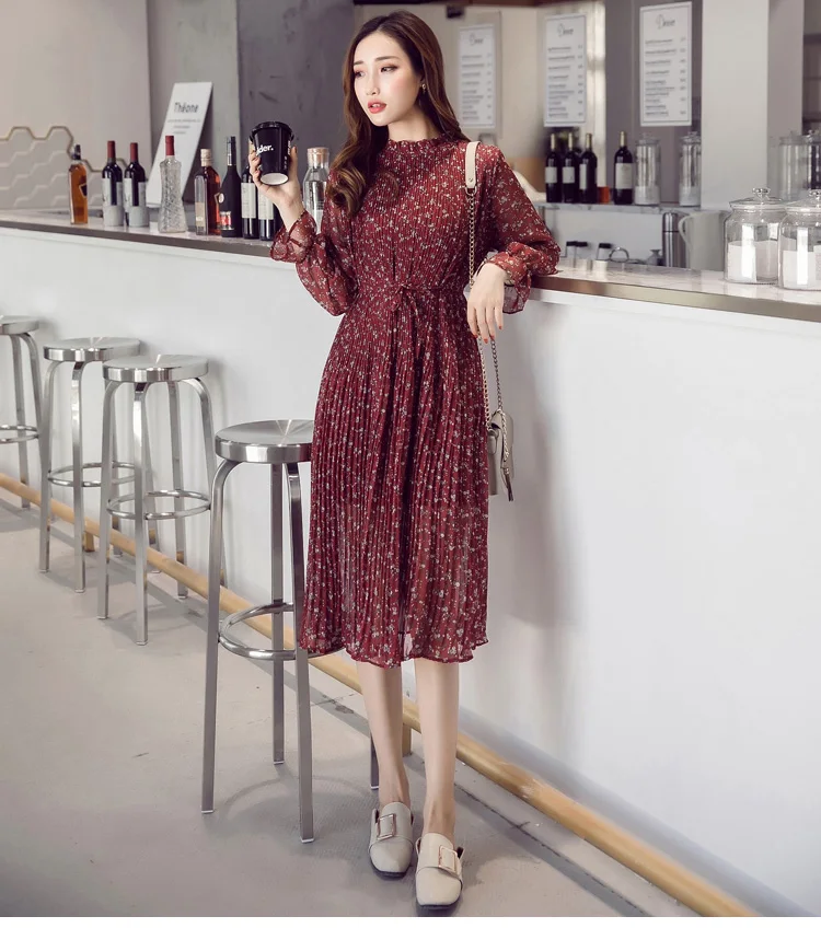Женское шифоновое платье весна осень 2020 женское элегантное винтажное