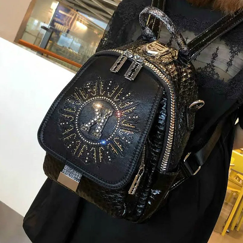 Luxury Designer Backpacks for Women Diamond Shining Mini Sac A Dos Fille  Rivet Small Mochilas Para Mujer Fancy Shoulder Bags - AliExpress