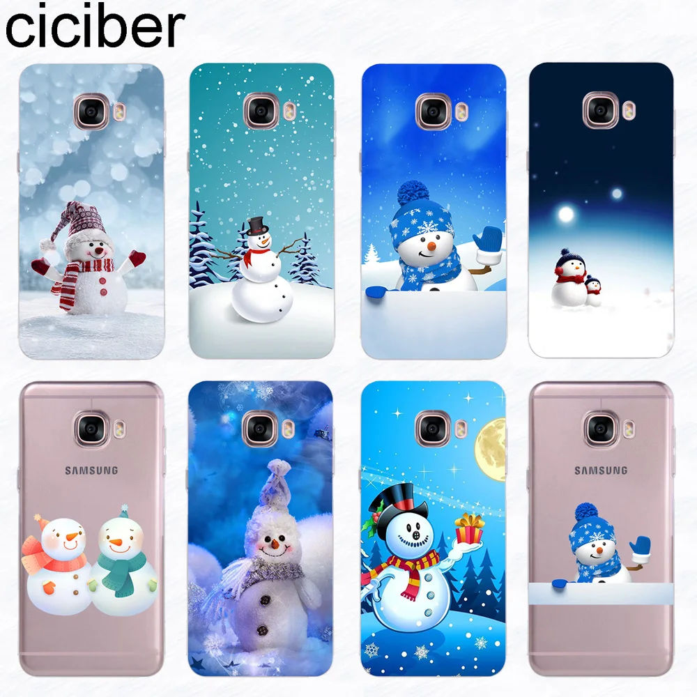 

ciciber Phone Case Funda for Samsung Galaxy C9 C7 C5 PRO 2017 Soft Silicone TPU Cover for Samsung C8 Coque Christmas Snowman