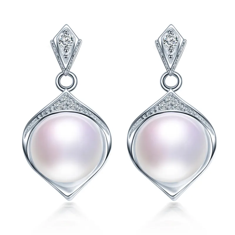 Белый Dainashi Fashion Genuine Natural Freshwater Pearl Earrings Hot Sale 925 Sterling Silver Drop Earrings for Women - Цвет камня: Белый