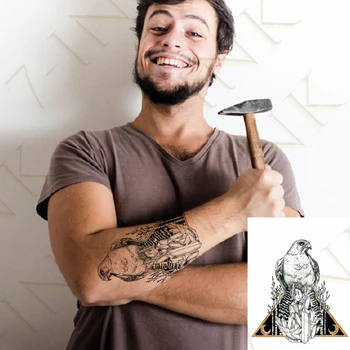 

Waterproof Temporary Tattoo Sticker Geometric Triangle Moon Forest Eagle Art Water Transfer Fake Tatoo Flash Tatto for Women Men