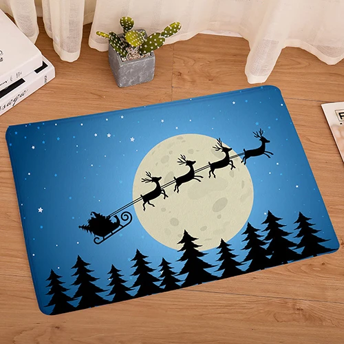 1Pcs Christmas Flannel Printed Floor Mats Door Mats Living Room Home Bathroom Non-slip Absorbent Carpet Home Textile Supplies - Цвет: 7