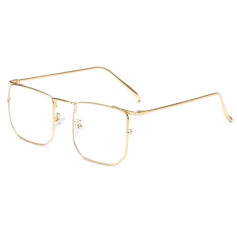 Golden SO&EI Retro Classic Square Men Women Glasses Frame Fashion Metal Frame Clear Lens Optical Prescription Myopia Eyeglasses Frames - Цвет оправы: Golden