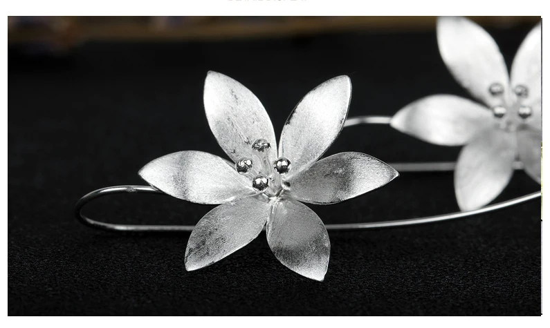 dangle earrings drop earrings flower earrings long earrings lotus earrings 925 Sterling Silver Long Lotus Flower Drop Earrings for Women Girs Fashion