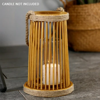 

Wooden Candle Holder Wind Light Door Living Room Home Decor Party With Rope Portable Balcony Garden Candle Holder Wall Wedding