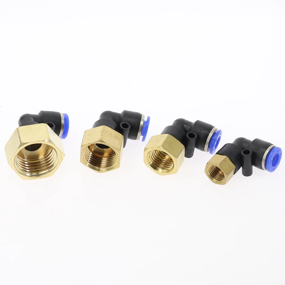 Juijnkt PLF Hose OD 4-12Mm Internal Thread M5 1//8 1//4 3//8 1//2 Pneumatic Female Elbow Connector Tube Air Push in Fitting 12mm OD Hose 3//8