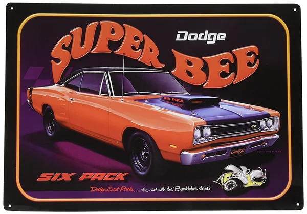 Шесть упаковок автомобильных жестяных наклеек Dodge Super Bee | Дом и сад