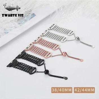 

Metal stainless steel strap for apple watch 38/40/42 / 44mm tassel bracelet band for iwatch series watchband 1 2 3 4 5 women