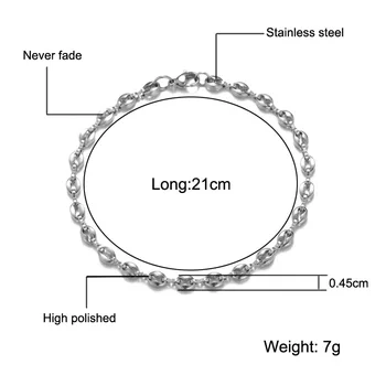 

WT-BFN003 Optional Color Fashion 5mm Stainless Steel Coffee Bean Necklace Fashion Necklace Chain Necklace Jewerly Finding