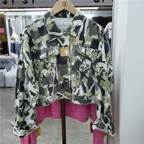 Камуфляжное пальто женская уличная одежда Студенческая BF Harajuku Осень Новые короткие джинсовые пальто с рукавами «летучая мышь» джинсовая куртка женская - Цвет: B