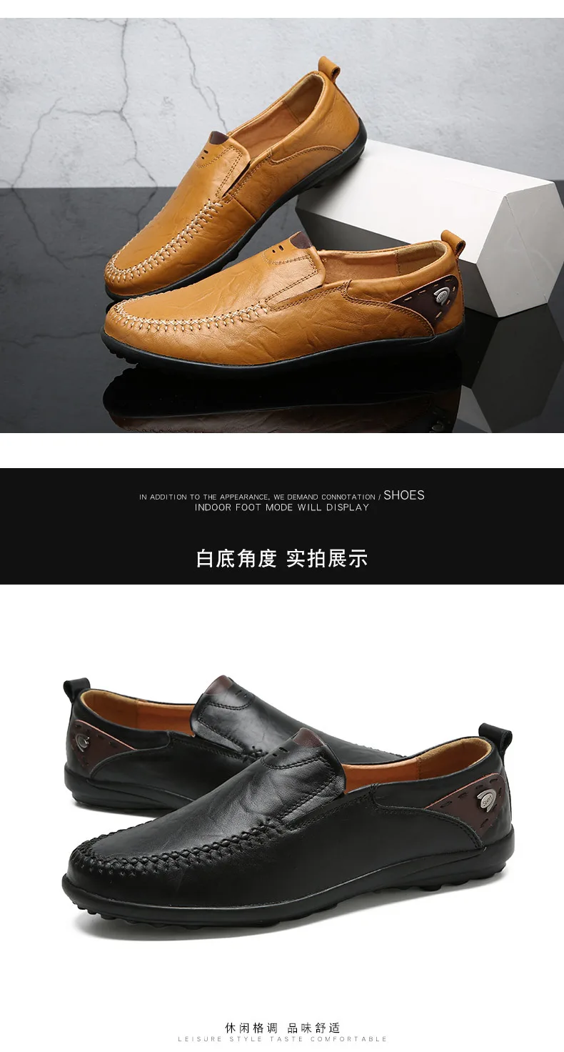 Мужская обувь; Повседневная Роскошная Брендовая обувь; коллекция года; итальянские мужские лоферы из натуральной кожи; Мокасины без застежки; мужские водонепроницаемые туфли; Цвет Черный; большие размеры 37-47