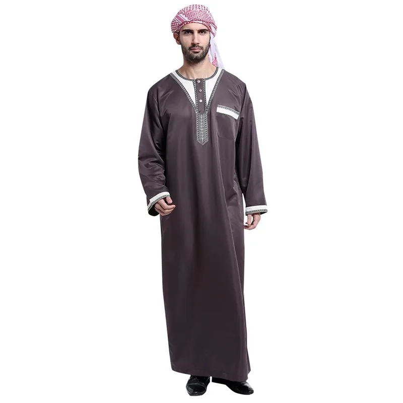 

Fashion Men Islamic Robes Muslim Clothing Long Sleeve Men Ethnic Robes Long Sleeve Islamic Muslim Middle East Maxi Dress Kaftan
