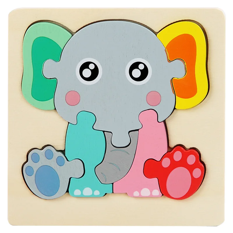 Baby Toys 3D Wooden Puzzle Cartoon Animals Cognitive Jigsaw Puzzle Early Learning Educational Toys for Children Gifts 17