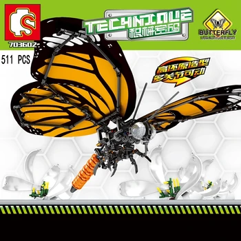

Tiger Butterfly Technique Biomimetic Mechanical Insects Building Blocks Bricks Compatible with legoinset Technic SEMBO 703602