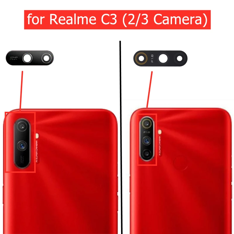 2 шт. для OPPO Realme C3 3 камера стеклянный объектив задняя с 3M клеем Замена Ремонт