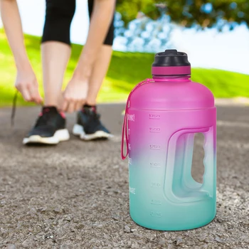 

2.2L PETG Material Sports Gradient Kettle Motivational Water Bottle Time Marker Leak-proof Drinking Jug for Outdoor Fitness