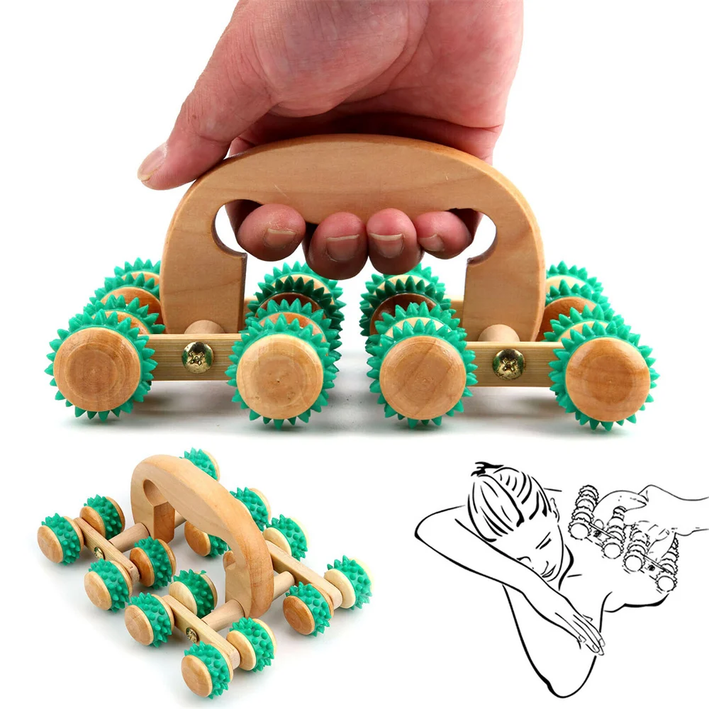 

Solid Wood Roller Ball Massager, 16 Wheel, Moon Car, Back, Legs, Body Muscles, Relax Tool, Healthy Care Massage Instrument