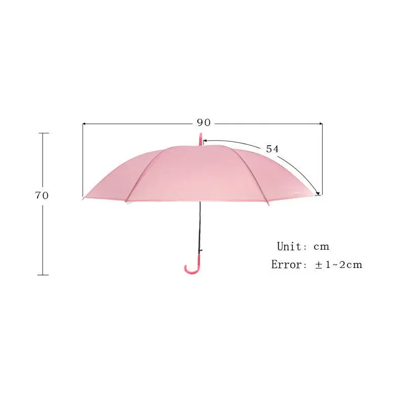 Полуавтоматические Прозрачные зонтики для защиты от ветра и дождя с длинной ручкой зонтик ясное поле зрения - Цвет: Розовый