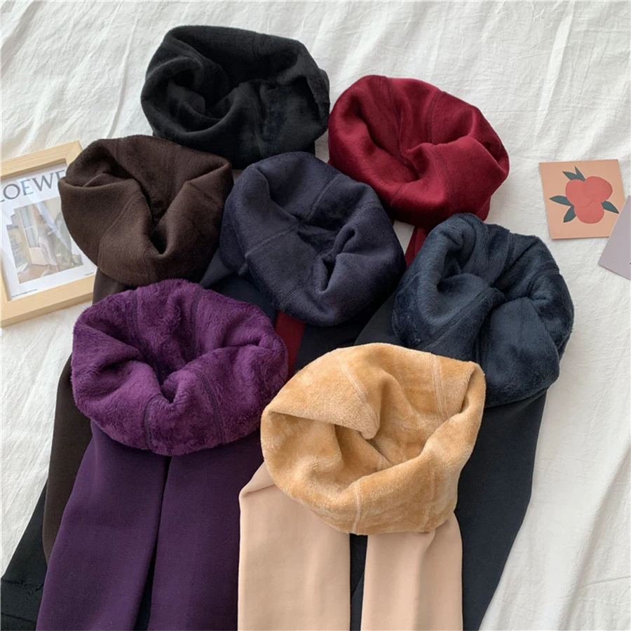 

Winter Plus Velvet Leggings Women Casual Solid Elastic Warm Bottoming Pants Female Fashion Slim Stepping Foot Legging Trousers