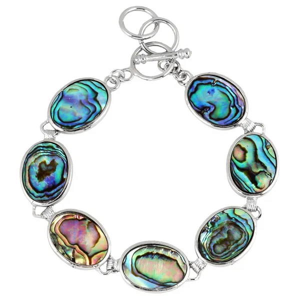Oval Shape TUMBEELLUWA натуральный Абалон оболочки различных форм бусины браслет, 18KGP регулируемые ювелирные изделия для женщин - Окраска металла: Oval Shape