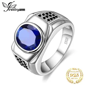 

Jewelrypalace Men's Created Sapphire Black Spinel Anniversary Engagement Wedding Cufflinks 925 Sterling Silver