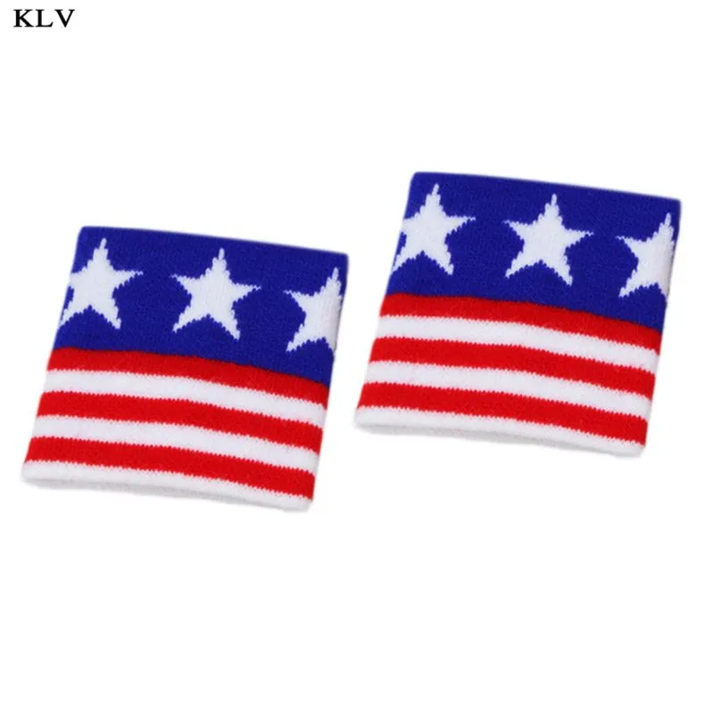 E 2Pcs/Pair Adult Kids Running Sports Sweatband Hip-Hop Letters Colored Striped Dancing Wrist Support Brace Wraps Guards - Цвет: E