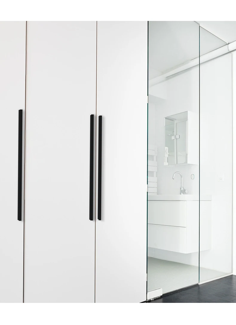 YONFIA 3728 Black Long Aluminium Profile Wardrobe Cabinet Drawer Pull Handle Long Gold Kitchen Furniture Closet Pull Door Handle