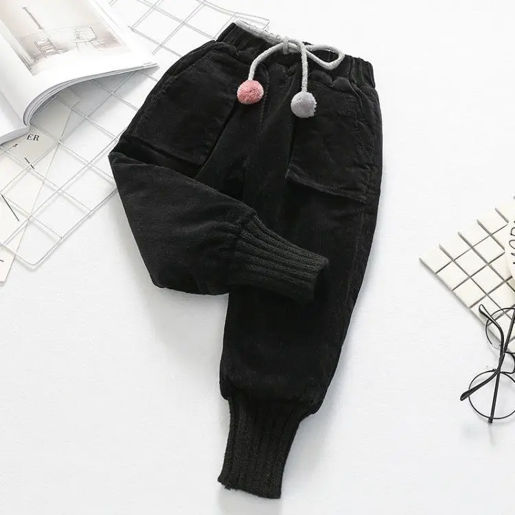 corduroy trousers Детские штаны Зимние Модные хлопковые плотные вельветовые брюки для маленьких девочек, повседневные теплые длинные штаны детская одежда От 1 до 8 лет - Цвет: corduroy trousers