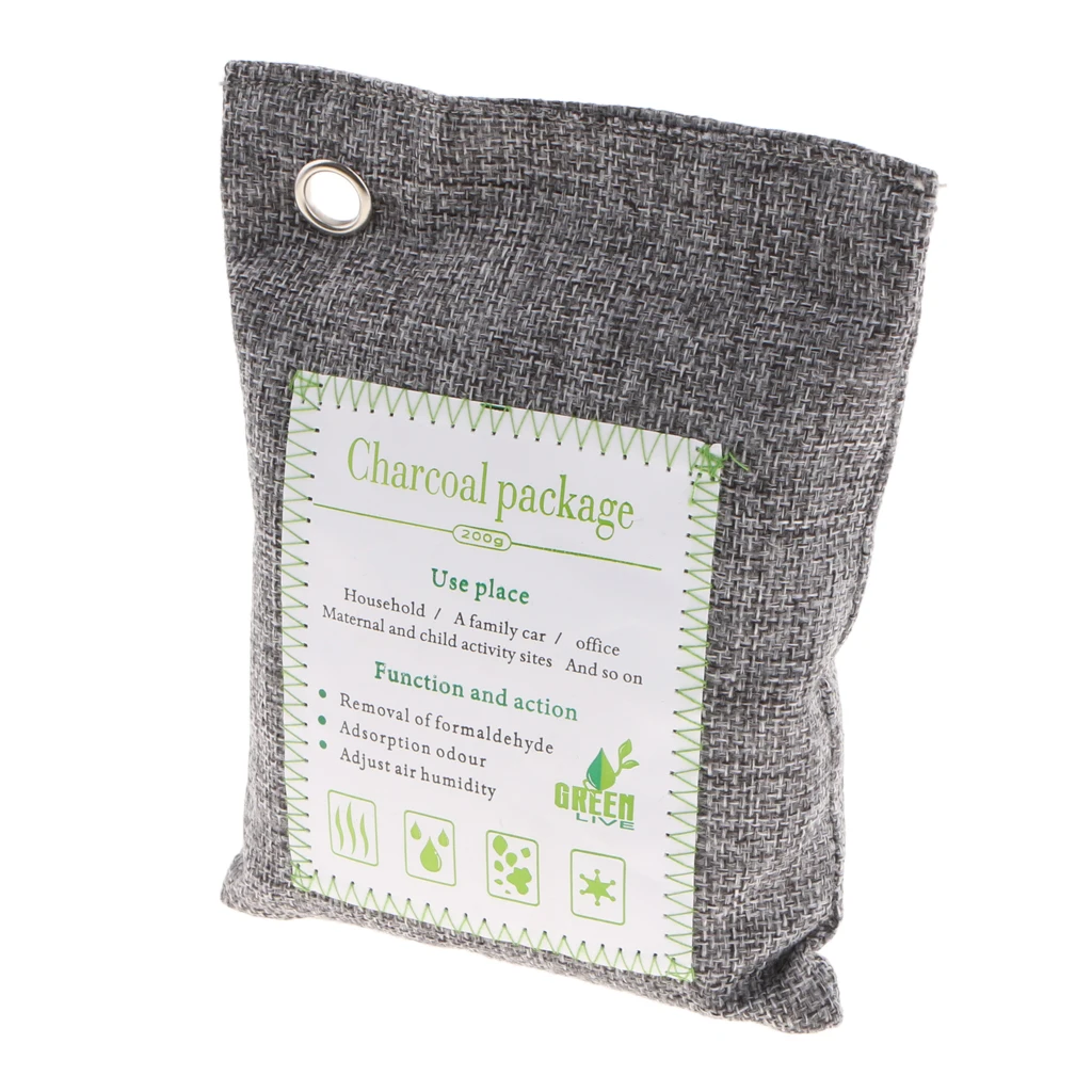 Bamboo Charcoal Natural Air Purifying Freshe Bag Odor Eliminator Gray