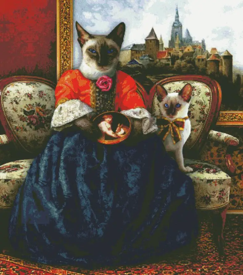 

Ms. Siamese cross stitch package animal 18ct 14ct 11ct cloth cotton silk thread embroidery DIY handmade needlework