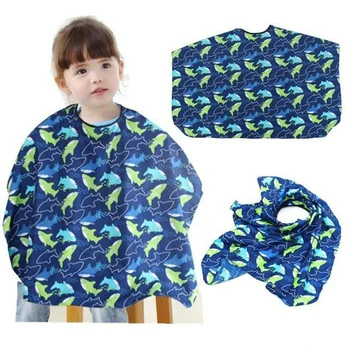 

Hairdressing Cover Soft For Children Apron Anti-Static Bat Sleeve Bright Colors Dolphin Pattern Cartoon Comfortable Hair Cutting