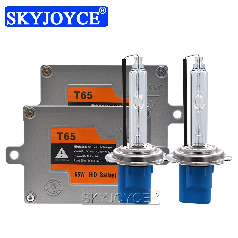 SKYJOYCE Highlight 65W Xenon HID Kit AC 12V Slim Electronic Reactor 65W 5500K Car Headlight Bulb Kit H1 H3 H7 H11 9012 Hir2 D2H