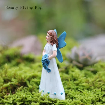 

Creative Modern Micro Landscape White Fairy Blue Wings Small Plug Gardening Groceries Resin Flower Plug Moss Flask Flowerpot