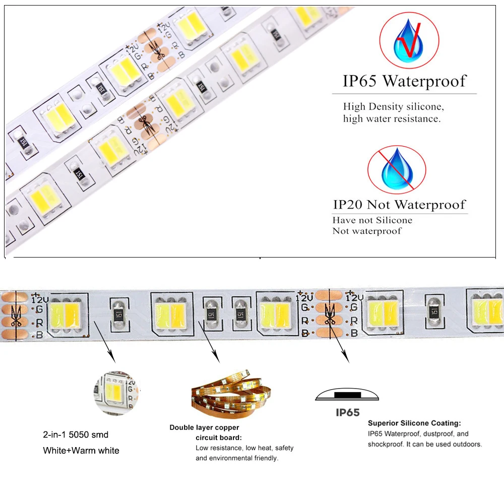 Zigbee 3,0 контроллер 5050 2 в 1 CW/WW CCT Светодиодная лента с цветовой температурой+ 12 В блок питания работает с концентратором Amazon Echo Plus