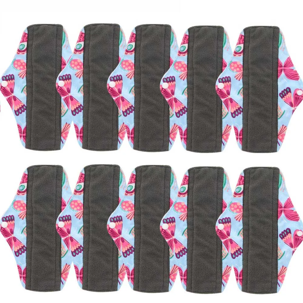 10pcs WSD26 10 шт Многоразовые водонепроницаемые Уголь органического бамбука прокладки менструальные тканевые гигиенические прокладки женские гигиенические прокладки для беременных - Цвет: 10pcs WSD26