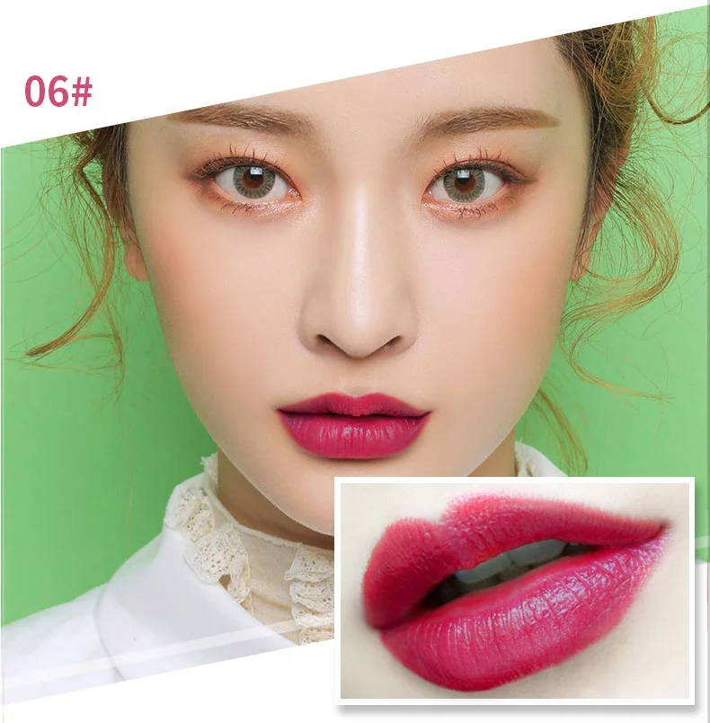 Корейский макияж, матовая губная помада, ручка, кнопочный пресс, бархатная Помада для губ, косметика, ТИНТ, увлажняющий бальзам для губ, макияж, оттеночный карандаш - Цвет: 06