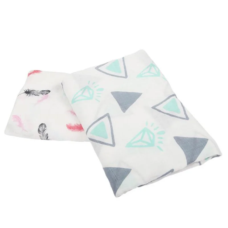 Newborn baby Bath towel blankets for strollertowels stroller muslin baby stuff gauze Printing hooded blanket multifunction
