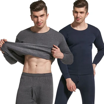 

Cheap 2019 New Men's Thermal Underwear Velvet Thicken Warm Winter Suit O-neck Slim 4XL Plus Size Thermal Clothes Male Long Johns