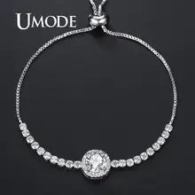 UMODE маленькие круглые теннисные браслеты для женщин, прозрачные свадебные браслеты с кубическим цирконием, женские регулируемые модные ювелирные изделия, Mujer UB0198