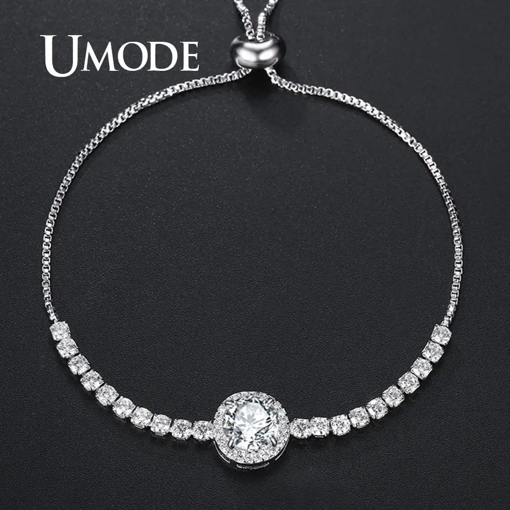 Женские небольшие круглые теннисные браслеты UMODE свадебные с прозрачным