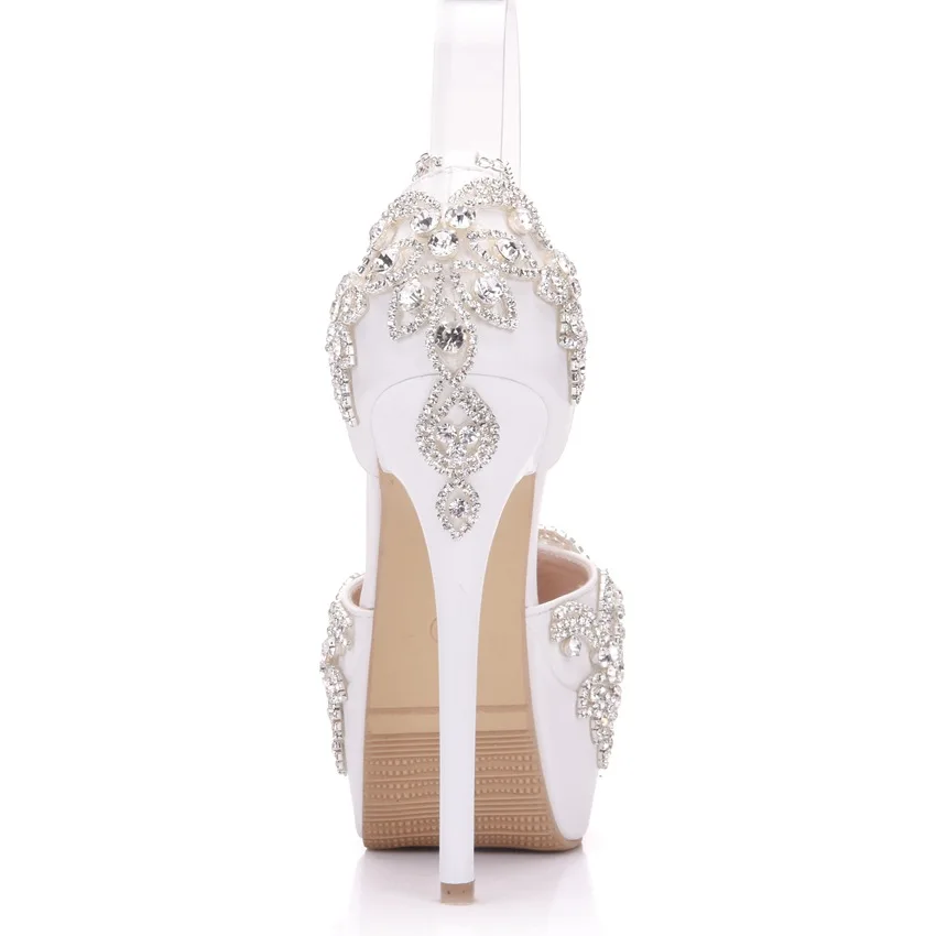 Wonen/туфли-лодочки; модная офисная обувь; женские свадебные туфли из искусственной кожи со стразами на платформе с круглым носком на тонком каблуке 14 см