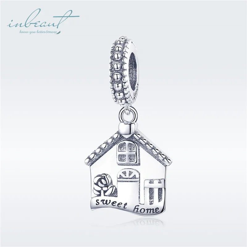 

S925 Sterling Silver fit Pandora Bracelet Cute European Countryside House Charms 925 Literary Sweet Home Beads for DIY Chains