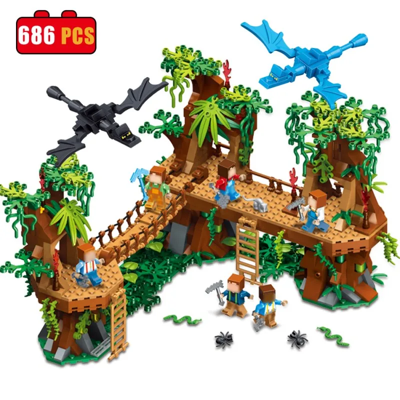 

686pcs MY WORLD Minecrafted Forest Compatibie Legoinglys Building Blocks Toy Kit DIY Educational Children Christmas Gifts
