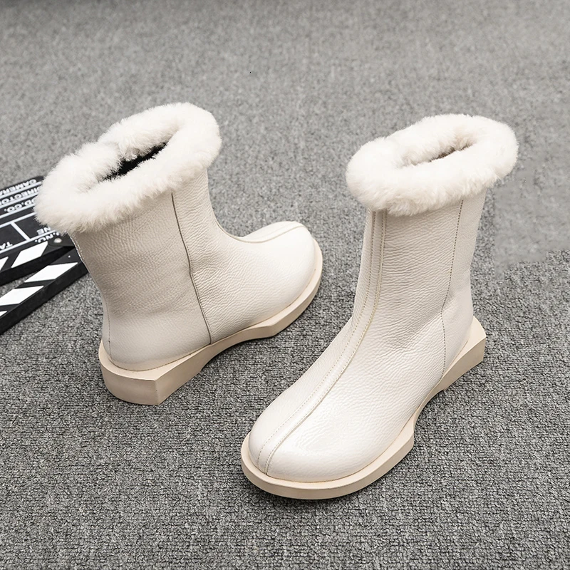 [DEAT] Round Toe Side Zipper Casual Pu Leather Velvet Shoes Women Short Snow Boots New Autumn Winter Fashion Tide 10E737